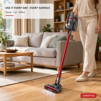 Aspirateur rechargeable avec protection double tension, affichage LED 5 segments, design léger de 2,77 kg pour usage résidentiel