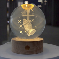 Bola de Cristal Tallada en 3D con Ángel, Decoración de Mesa para el Hogar, con Luz Nocturna de Luna Estrellada, Regalo de San Valentín, Personalizable al por Mayor