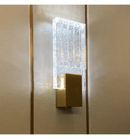 Lampe murale LED moderne et simple en acier inoxydable et cuivre avec cristaux, 6W, pour salon, chambre à coucher, chevet