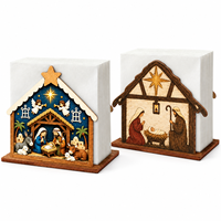 Décoration de table de Noël Pafu, décoration de la maison, scène de la Nativité religieuse, porte-mouchoirs en papier, porte-serviettes en bois de Noël