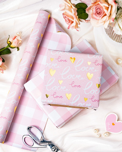 Romantic wedding wrapping <b>paper</b> romantic Valentine's Day wrapping <b>paper</b> golden heart wrapping <b>paper</b> customizable double sided - Product Image 3