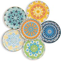 Vente en gros de plats de cuisine colorés de style nordique bohème, vaisselle en porcelaine bohème pour restaurant, ensemble de plats en céramique marocaine