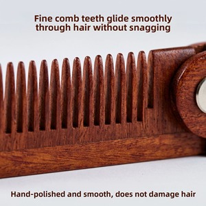 Peigne pliant en bois de santal rouge, antistatique, portable, pour barbe et cheveux, idéal pour les voyages et le toilettage masculin - Product Image 3