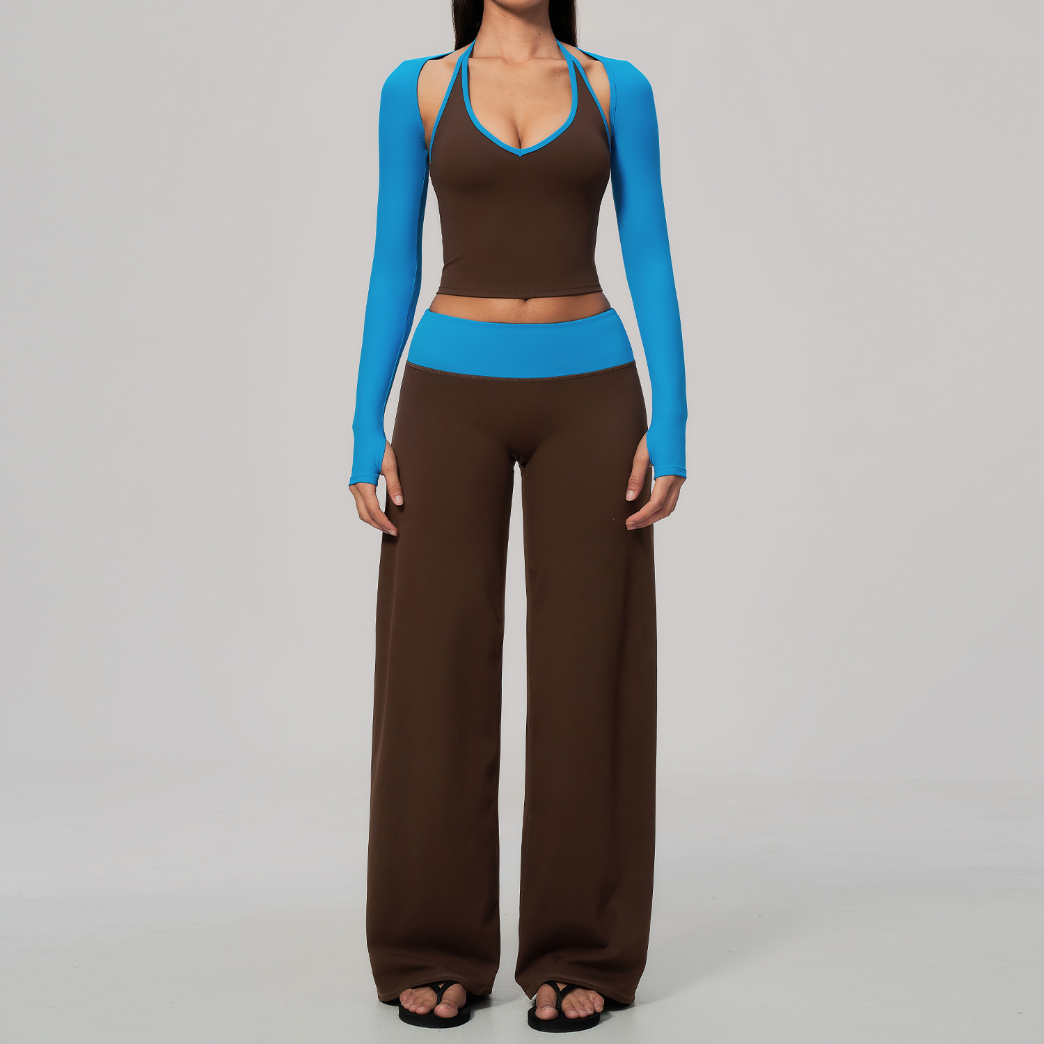 3-Piece Color-Block Activewear Set (9639): colour and size-option reference for private-label production