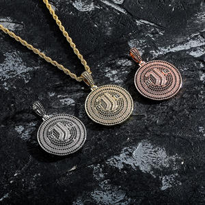 Collar de Cadena con Colgante de Insignia de Club de Fútbol Hip Hop de Europa y Estados Unidos, de Cobre, para Unisex - Product Image 2