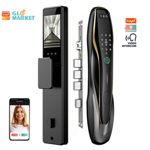 Glomarket Serrure intelligente en alliage d'aluminium avec reconnaissance faciale 3D, empreinte digitale, mot de passe, application Tuya, interphone vidéo WiFi et entrée sans clé - Product Image 1
