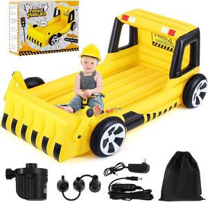 Cama Inflable Infantil con Forma de Excavadora para Viajes, Camping, Casa y Hotel - Product Image 1