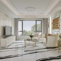 Dalles de sol en pierre frittée Kristal White Black, carreaux de pierre frittée pour sols intérieurs