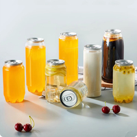 Usine de qualité alimentaire 500ml 16oz Transparent jetable en plastique PET Pop boîtes et bocaux en plastique couvercle à vis pour jus de thé boissons