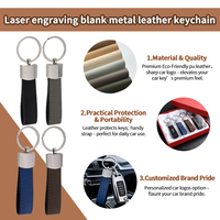 Porte-clés en cuir métallique gravé au laser en PU écologique pour accessoire de clé de voiture, fabrication directe, porte-clés en cuir personnalisé