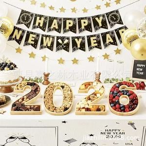 Jiazhilin Wooden Number <b>Tray</b> 20 26 Creative <b>Snack</b> Dessert Serving <b>Tray</b> For Party Decoration - Product Image 4