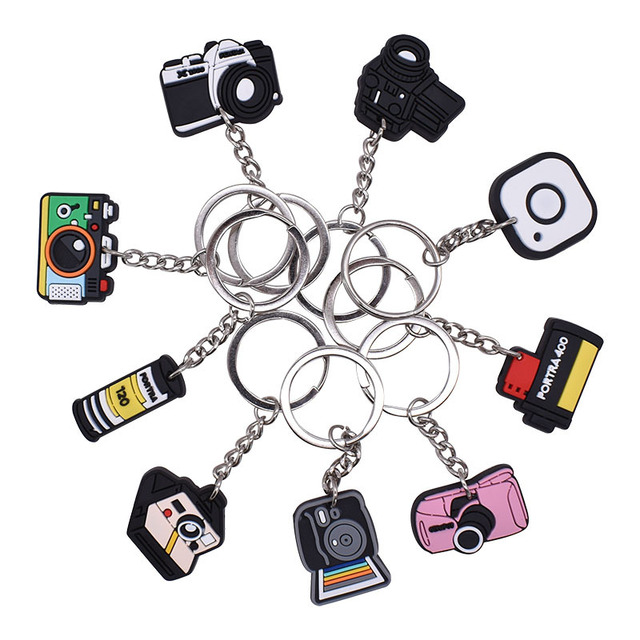 Cartoon Camera Korean Style Keychain Pendant Metal Soft Rubber DIY Decorative Buckle School Bag Charm Gift Wholesale
