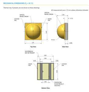 Chip de Diodo Emisor de Luz SMD para Iluminación de Cultivo, Color Azul Real, 450nm, 450nm, 3535, XPG3, - Product Image 6