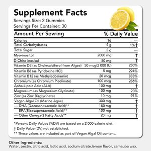 Gomitas de Inositol de Marca Privada OEM para el Equilibrio Hormonal y Apoyo a la Fertilidad con ALA, Vitamina D3, B12 y Cromo - Product Image 5