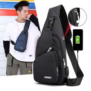 Bolso Bandolera de Moda para Hombre 2025, Bolso de Pecho para Motocicleta, Cierre de Cremallera, Logotipo Personalizado, USB, Antirrobo - Product Image 1