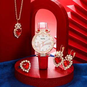 <span class=keywords><strong>Pas</strong></span> <span class=keywords><strong>cher</strong></span> Pointeur Quartz Montre Dame Analogique Femmes Montres En Cuir & 4pcs Bijoux Ensemble <span class=keywords><strong>Collier</strong></span> Boucle D'oreille Pour Robe - Product Image 3