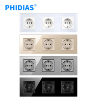 Sunpower-prise murale tactile, EU, panneau en verre de cristal coloré, AC 110 ~ 250V 16a, alimentation 3 prises, pour maison