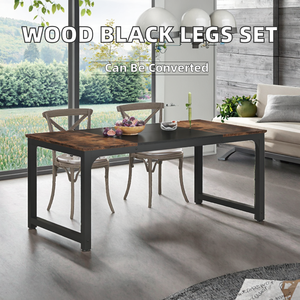 Wholesale Industrial Wooden Dining <b>Table</b> | Rustic Wood and Black Metal Frame Kitchen <b>Table</b> Indian Supplier - Product Image 2