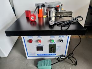 पोर्टेबल <span class=keywords><strong>pvc</strong></span> घुमावदार स्वचालित किनारे बैंडिंग मशीन मिनी लकड़ी मोटर 220v प्लाईवुड उत्पादन के लिए मैनुअल ट्रिमिंग ग्गिंग - Product Image 3