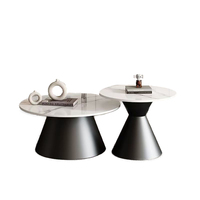 Cadre en acier carbone et dessus en pierre frittée Table basse combinée de haute qualité pour les ensembles de salon modernes