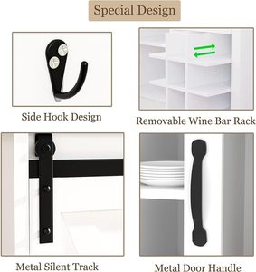 Muebles para el hogar gabinete de vino de granja con almacenamiento y luces LED, estante de vino de madera - Product Image 4