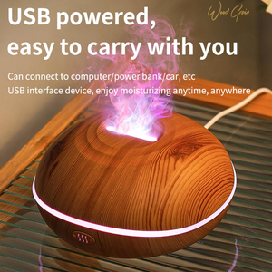Diffuseur d'arômes électrique en bois avec simulation de flamme, humidificateur d'air électronique, diffuseur d'huiles essentielles à grain de bois pour la maison - Product Image 5