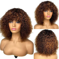Perruque Bob Courte de Luxe RTS avec Frange, Ondulée Naturelle et Lisse, en Cheveux Humains Brésiliens Vierge Remy Faits à la Machine pour Toutes les Femmes