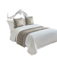 Drap de lit décoratif pour hôtel, serviette de pied de lit, couvre-lit pour maison d'hôtes, bande décorative à motif plantes et fleurs de couleur unie, chemin de table