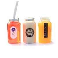 Bouteille jetable en plastique PET transparent imprimée UV pour thé au lait, 420ml/500ml/600ml, type bouteille ronde, pour emballage de nectar de saule