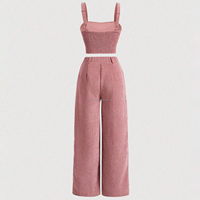Ensembles deux pièces en velours côtelé personnalisés pour femmes, haut de camisole et pantalon large, tenue pour femmes