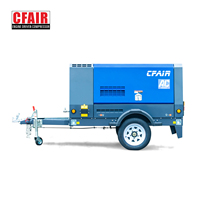 Compresseur d'air diesel Cfm 190 7 bars de type portable pour travaux lourds