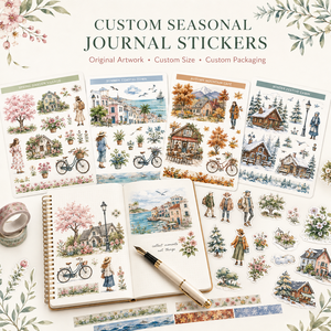 Autocollants personnalisés saisonniers pour carnets, étiquettes, décalcomanies de paysages et de personnages en <span class=keywords><strong>aquarelle</strong></span> pour agendas, albums et créations de fêtes - Product Image 1