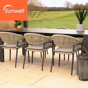 كرسي فناء خارجي متين سهل الصيانة مصنوع من الألومنيوم مقاوم للماء طقم كرسي لحديقة 6 بيسترو حديقة فندق فيلا فناء - Product Image 5