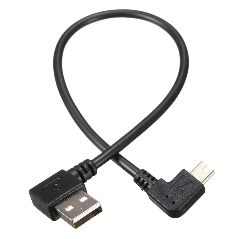 25cm 90 gradi USB 2.0 maschio A A Mini USB 2.0 maschio B cavo di ricarica per sincronizzazione dati per fotocamera MP3 GPS HDD