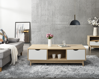 Table basse moderne en bois blanc de qualité supérieure avec finition grain de chêne pour le mobilier de salon
