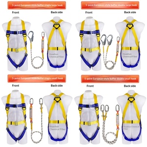 Five-point full-body safety belt High-altitude work anti-fall safety belt European-style double <b>large</b> hook buffer safety belt - Product Image 3