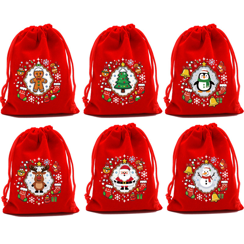 Terciopelo rojo grande de 9-12 cm, con capacidad para 6 caramelos.
