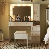 Miroir de courtoisie avec lumière LED pour chambre à coucher aux designs modernes et simples Ensembles de chaises de coiffeuse