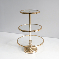 Support à dessert en métal et verre à 3 niveaux JIN PENG personnalisé pour mariage, fête de thé, présentation de gâteaux et de cupcakes