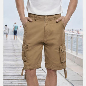 Pantalones Cortos de Hombre Estilo Cargo, 100% Algodón, Casuales, Transpirables, Ecológicos, Cintura Elástica, Color Sólido Personalizado, Largo hasta la Rodilla - Product Image 3