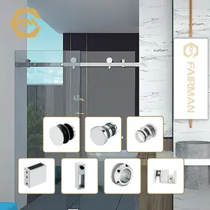 FAM-0001C Cheap Bathroom Hotel Door Shower Door Hardware System Set Stainless Steel Frameless Shower Sliding Glass Door Hardware