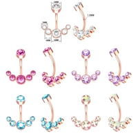 Lot de 10 Piercings de Nombril en Acier Chirurgical 316L avec Pendentif Cristal 14G, Bijoux de Corps pour Femme, Cadeau, Vente en Gros, OEM