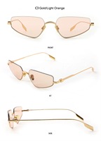 Lunettes de soleil œil de chat triangulaires à monture métallique fine, verres UV400, dégradé pastel Y2K, légères, pour femmes, vente en gros, streetwear