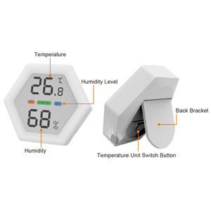 Digital Mini <b>Indoor</b> Outdoor Temperature Hygrometer Monitor Humidity <b>Thermometer</b> Sensor Abs Material White Color - Product Image 4