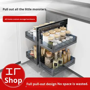 ארון פינתי מודרני בעיצוב פשוט עם פתיחה מלאה משלושה צדדים, מדף אחסון כלים ותבלינים למטבח ולחדר אמבטיה, דגם מפלצת קטנה, נשלף בצורת עב\\\"מ - Product Image 2