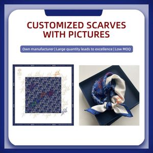 Luxury Box Packed <b>Scarf</b> 100% Pure Mulberry <b>Silk</b> Printed <b>Square</b> <b>Scarves</b> Custom Logo for Wedding Corporate Gift - Product Image 3