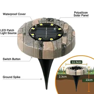 Outdoor 8 levou artificial Pedra Padrão Jardim Solar Luz Subterrânea para Walkway Path Lamp