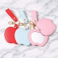 Porte-clés miroir en cuir PU personnalisé pour femme, avec logo et forme sur mesure, breloque de sac, pendentif miroir compact pour cadeau de vacances