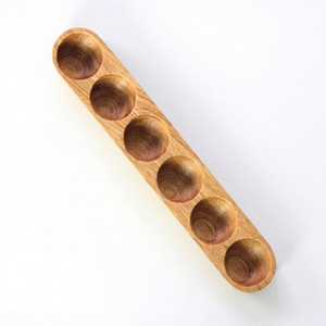 Porta Huevos de Madera con 6 Ranuras, Barra Lineal de Una Sola Fila, Roble y Nogal, para Restaurante, OEM, Personalizado, Vietnam - Product Image 1