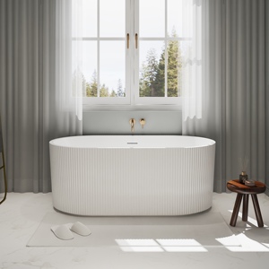 Baignoire autoportante contemporaine en acrylique et fibre de verre, design cannelé, Vietnam, OEM ODM personnalisé - Product Image 6